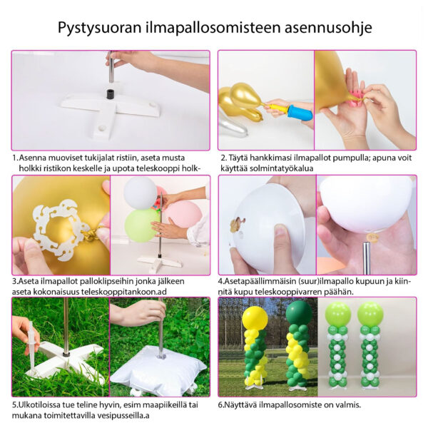 2x Ilmapallopylvään runko, säädettävä 45-211cm - Image 3
