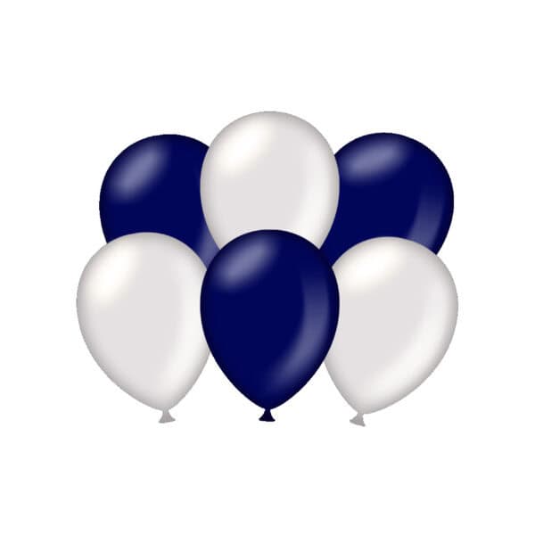 6 x metallikiilto sininen ja hopea ilmapallo - Image 2
