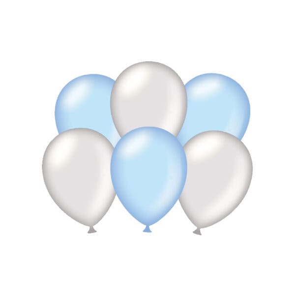 6 x metallikiilto hopea ja vaaleansininen ilmapallo - Image 2