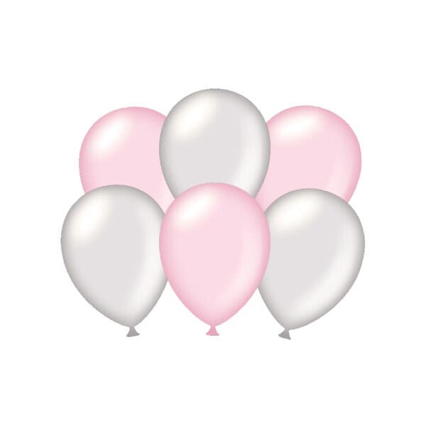 6 x metallikiilto hopea ja pinkki ilmapallo - Image 2